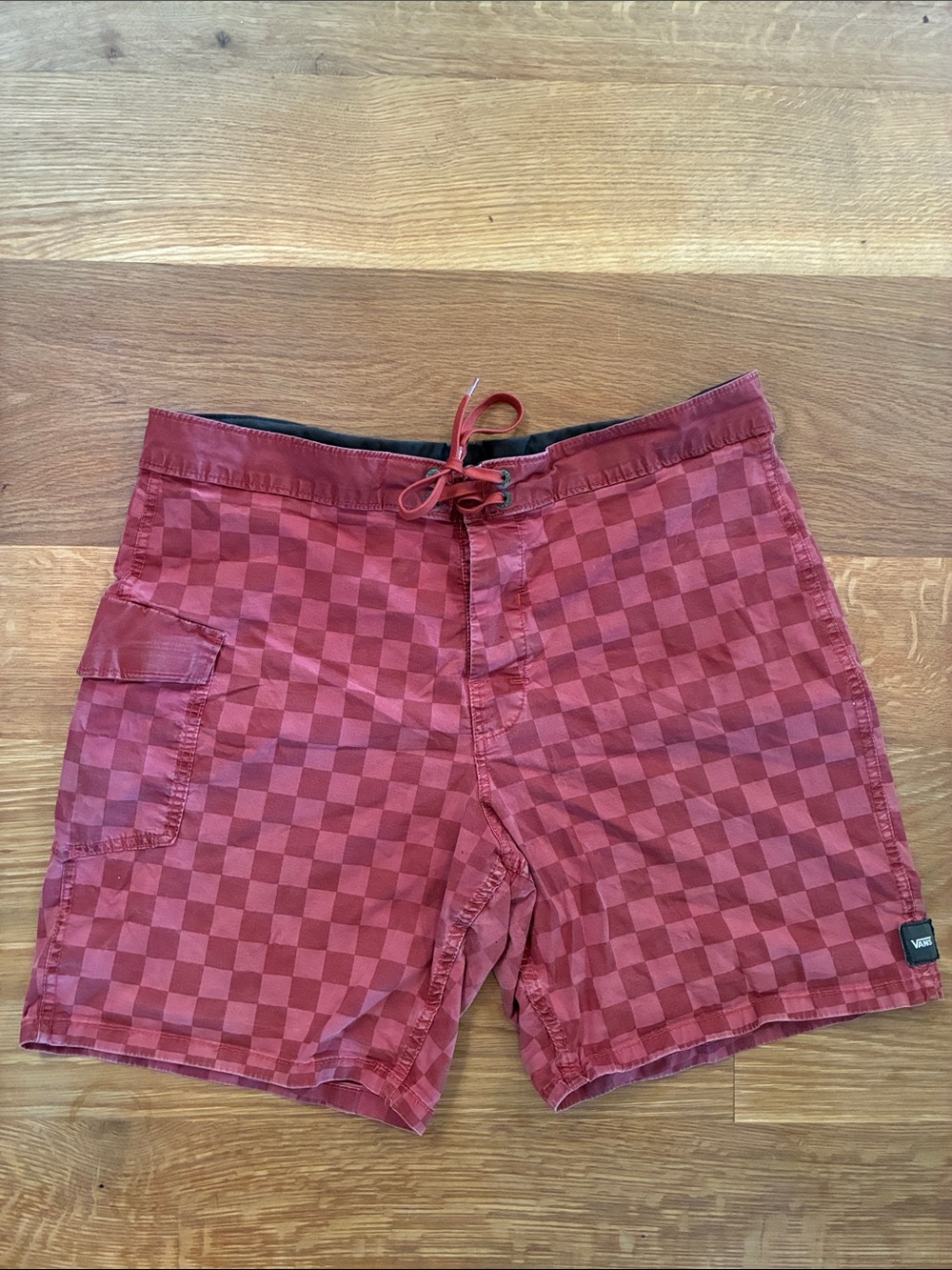 Vans Mens dark Red Checkerboard Swim Board Shorts men’s 34